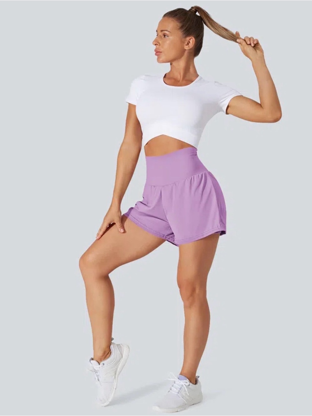 HALARA Lavender Airy Super High Waisted 2-in-1 InstantCool Yoga Shorts